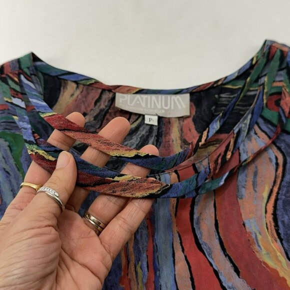 Vintage Platinum Dorothy Schoelen Sleeveless Blouse Women Petite Abstract Retro - Picture 6 of 12